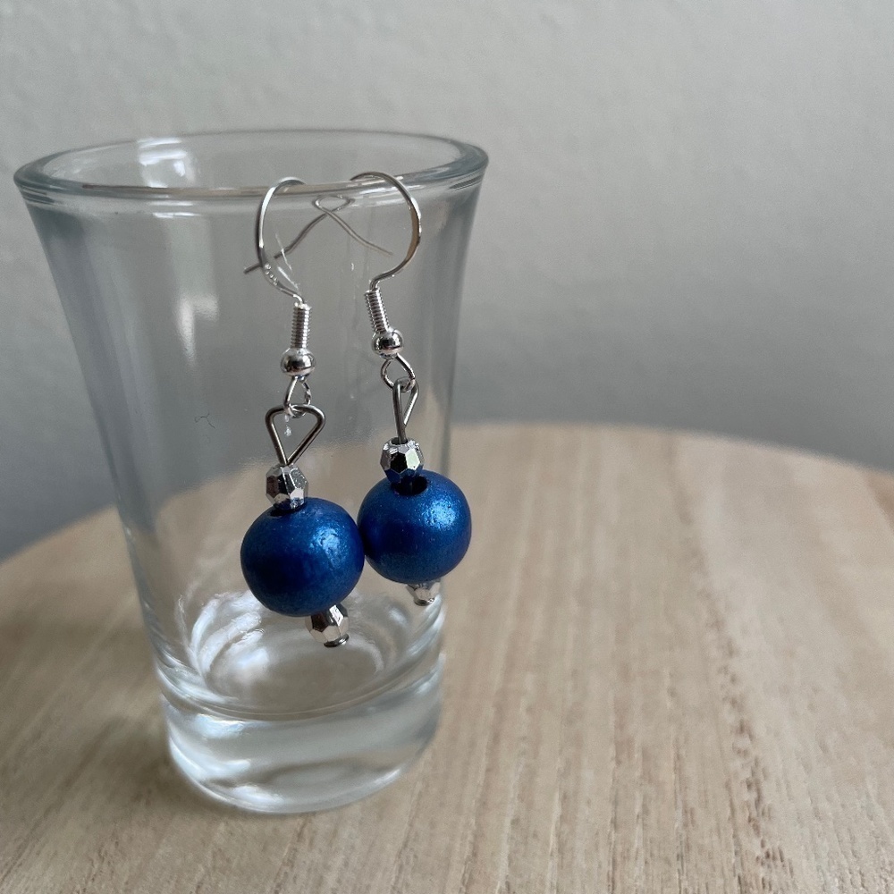 Brilliant Blue Beaded‎ Earrings